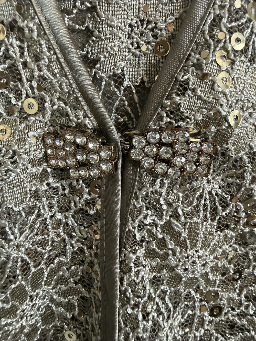 R&M Richards 2 Piece Taupe Gold‎ Sequin Lace Mother of Bride Dress Jacket Set 12 - Picture 16 of 16